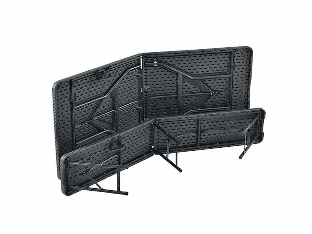 Rotan look opvouwbare 3-delige set met tafel en 2 banken - afbeelding 5 van  6