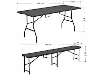 Rotan look opvouwbare 3-delige set met tafel en 2 banken - afbeelding 6 van  6