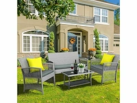 Rotan tuinmeubelen voor buiten, 4 stuks, 1 x tweepersoonsbank + 2 x enkele fauteuils + 1 x salontafel - afbeelding 1 van  7