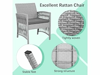 Rotan tuinmeubelen voor buiten, 4 stuks, 1 x tweepersoonsbank + 2 x enkele fauteuils + 1 x salontafel - afbeelding 3 van  7