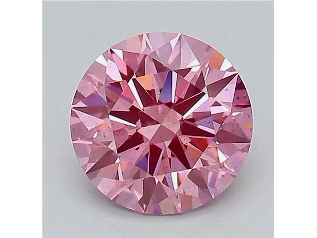Round diamond 1.10 ct fancy pink vs1 (igi certified) - afbeelding 1 van  3