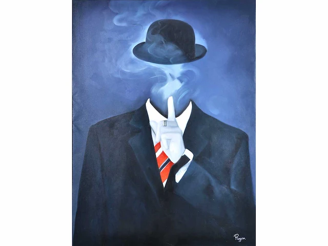 Royce - ode aan magritte 'sssst...' - olie op doek - 120x90 cm - afbeelding 1 van  12