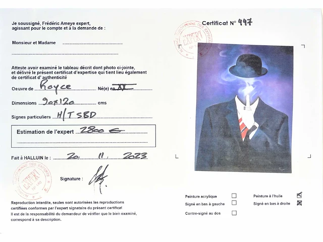 Royce - ode aan magritte 'sssst...' - olie op doek - 120x90 cm - afbeelding 7 van  12