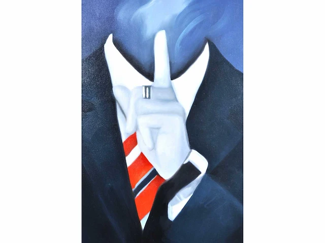 Royce - ode aan magritte 'sssst...' - olie op doek - 120x90 cm - afbeelding 8 van  12