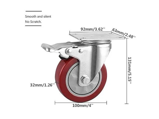 Rriuto draaiwiel met rem 100 mm - afbeelding 2 van  3