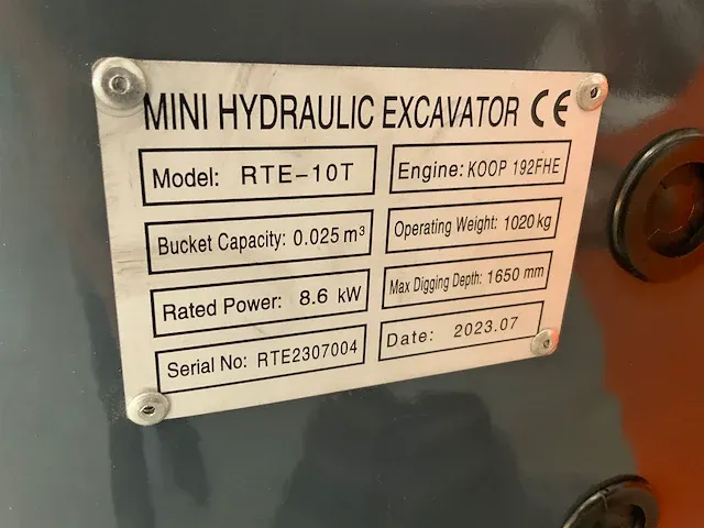 Rte - 10t - minigraafmachine 1000kg rte-10t - afbeelding 10 van  18