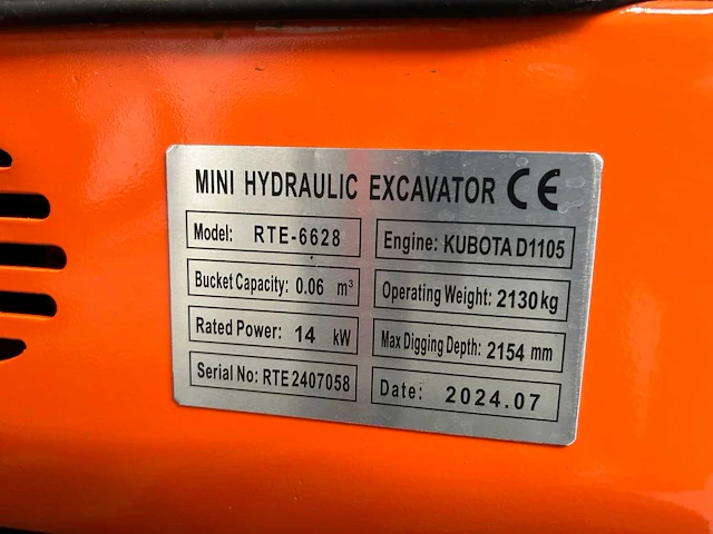 Rte - cx20a - minigraafmachine kubota euro 5 met cabine - 2024 - afbeelding 33 van  33