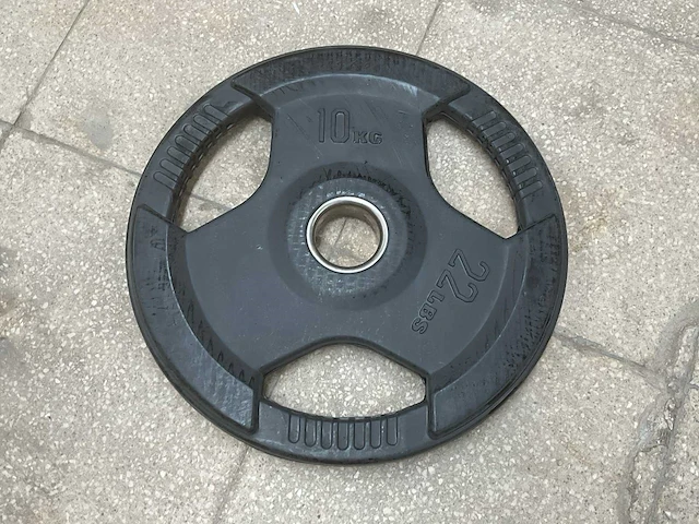 Rubber plated 50mm halterschijf 10kg (4x) - afbeelding 1 van  1