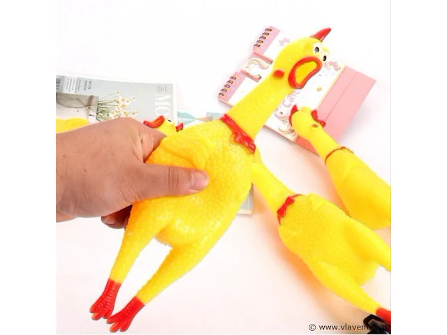 Rubber speelgoed piepende kip 38 cm,3 stuks - afbeelding 1 van  1