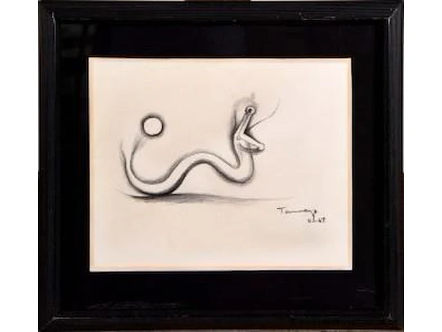 Rufino tamayo (1899-1991). reptation d’un serpent géométrique, daté 1967. crayon sur papier, signé en bas à droite. dimensions : 24 x 29,5 cm - afbeelding 1 van  1
