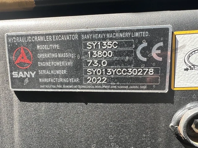 Rupsgraafmachine sany,2022 - afbeelding 3 van  17