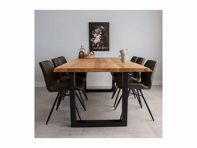 Rustiek eikenhouten tafelblad, afm 2000 x 1000 x 40mm - afbeelding 1 van  4