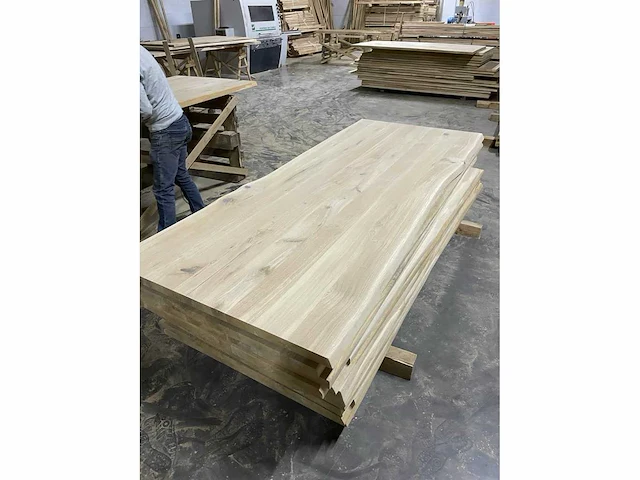 Rustiek eikenhouten tafelblad, afm 2200 x 1000 x 40mm - afbeelding 1 van  4