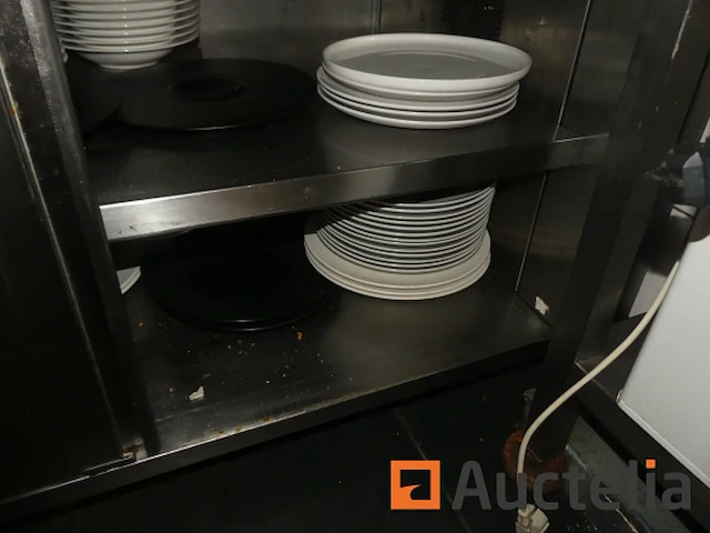 Rvs 2-deurs schuifkast en ilsa servies inhoud - afbeelding 1 van  5