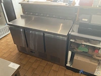 Rvs 3-deurs gekoelde werktafel met saladette