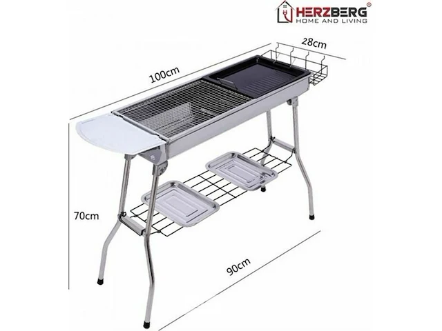 Rvs barbecue grill met draagtas - opvouwbaar en draagbaar - afm 100x70x28cm nieuw en ongebruikt-ideaal op camping-mobilhome of gewoon thuis - afbeelding 2 van  4