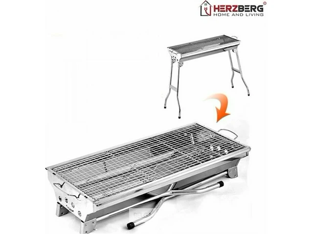 Rvs barbecue grill met draagtas - opvouwbaar en draagbaar - afm 100x70x28cm nieuw en ongebruikt-ideaal op camping-mobilhome of gewoon thuis - afbeelding 3 van  4
