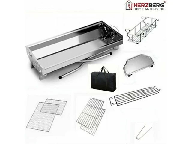 Rvs barbecue grill met draagtas - opvouwbaar en draagbaar - afm 100x70x28cm nieuw en ongebruikt-ideaal op camping-mobilhome of gewoon thuis - afbeelding 4 van  4