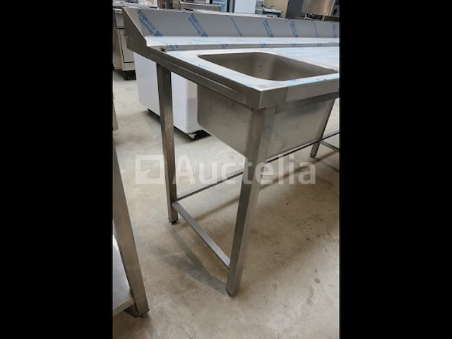 Rvs duiktafel, 1 bak en gat voor afvalbak - afbeelding 5 van  9
