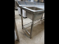 Rvs duiktafel, 1 bak en gat voor afvalbak - afbeelding 5 van  9