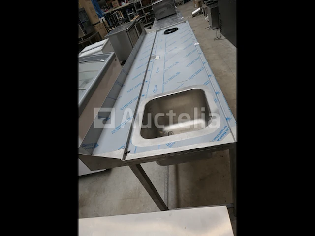 Rvs duiktafel, 1 bak en gat voor afvalbak - afbeelding 6 van  9