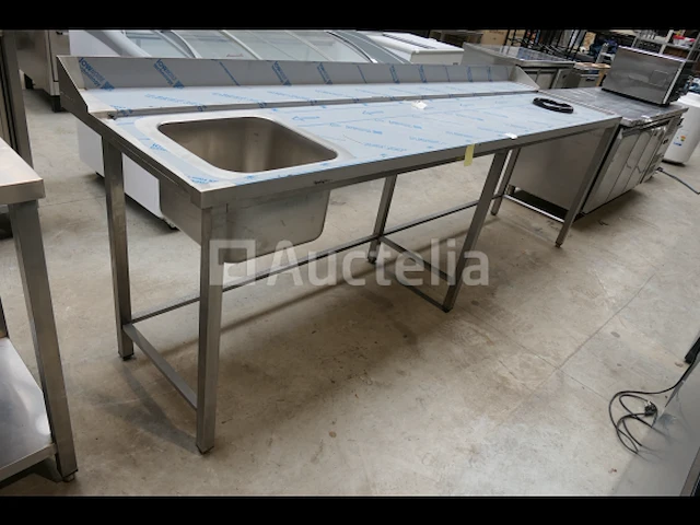 Rvs duiktafel, 1 bak en gat voor afvalbak - afbeelding 8 van  9