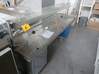 Rvs gekoelde vitrine toonbank met gebogen ruit