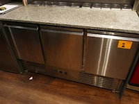 Rvs gekoelde werkbank-saladebar met marmer werkblad 3-deurs maxima - afbeelding 1 van  6