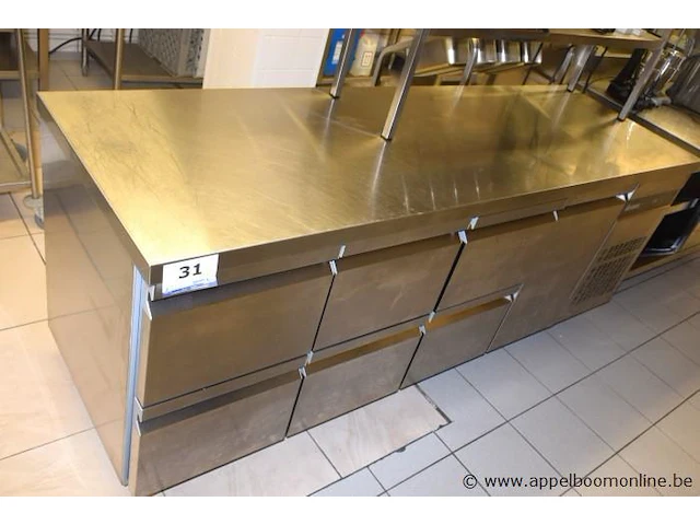Rvs koelwerktafel vv 6 schuiven en 1 deur, inomak, type pnrp2229, afm plm 223x70cm - afbeelding 1 van  4