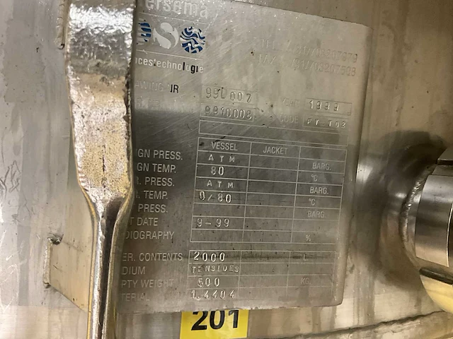 Rvs mengketel 2000 liter inhoud siersema ft-t02 - afbeelding 2 van  17
