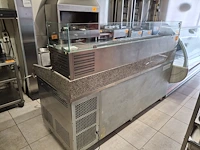 Rvs pizza gekoelde werkbank met 3 deuren en granieten werkblad + rvs saladette polar - afbeelding 7 van  8