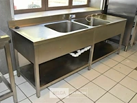 Rvs spoeltafel dubbele spoelbak vergiet legger mengkraan - afbeelding 1 van  3