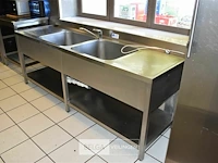 Rvs spoeltafel dubbele spoelbak vergiet legger mengkraan - afbeelding 2 van  3
