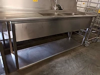 Rvs spoeltafel met kraan en dubbele spoelbak - afbeelding 3 van  5