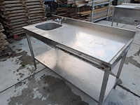 Rvs tafel enkele spoelbak - afbeelding 1 van  1