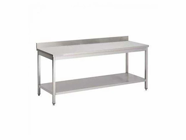 Rvs tafel met onderblad en achterwand - afbeelding 1 van  1