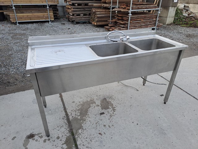 Rvs tafels dubbele spoelbak - afbeelding 1 van  1