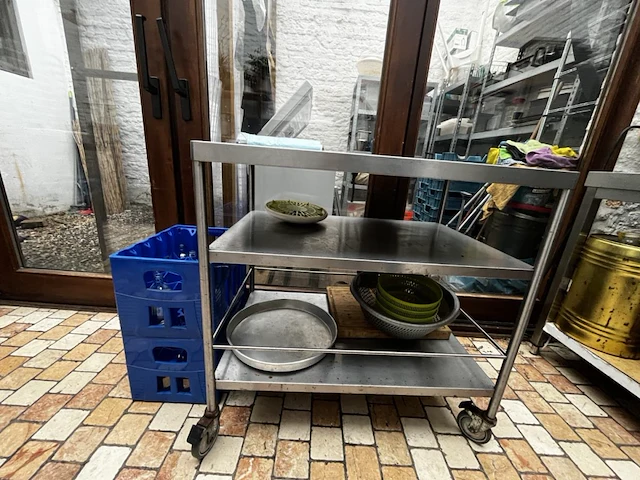Rvs verrijdbare dienkar - afbeelding 1 van  2