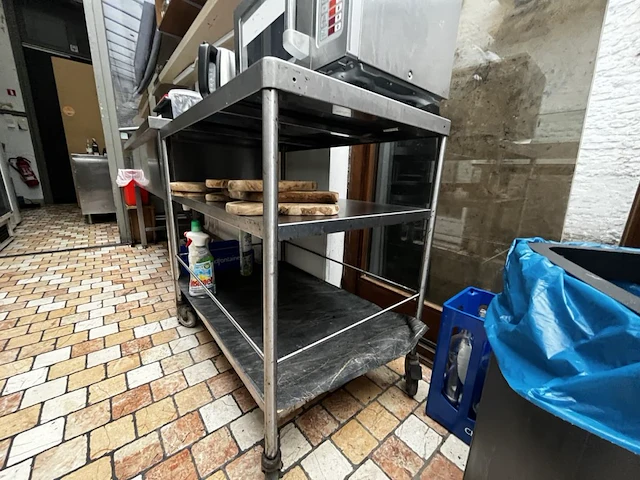 Rvs verrijdbare dienkar - afbeelding 2 van  2