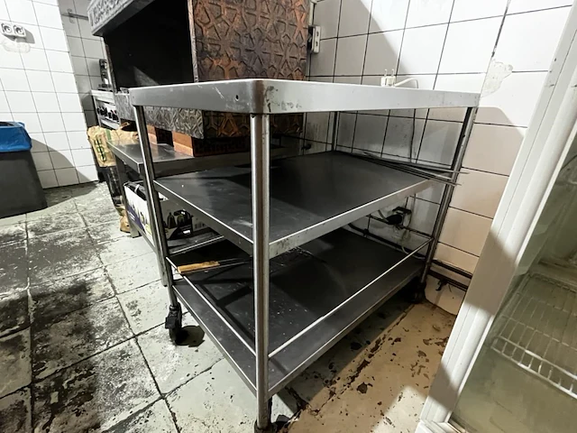 Rvs verrijdbare dienkar - afbeelding 1 van  3