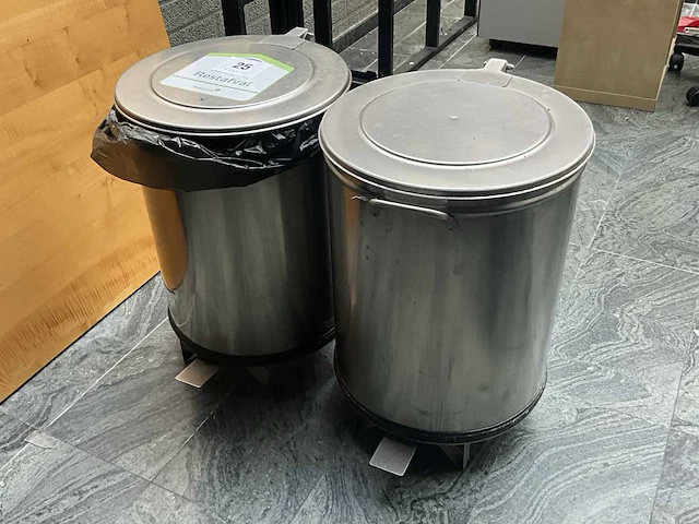 Rvs verrijdbare pedaalemmer nn (2x) - afbeelding 1 van  5