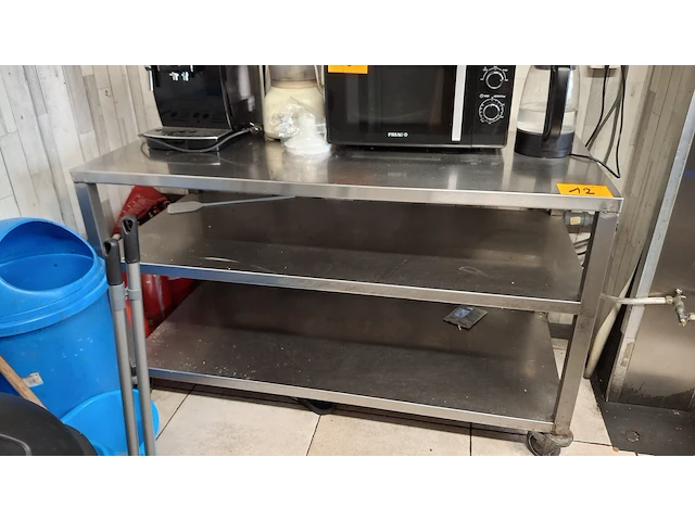 Rvs verrijdbare werktafel met dubbele bodemschap - afbeelding 1 van  3