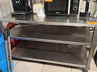 Rvs verrijdbare werktafel met dubbele bodemschap - afbeelding 1 van  3