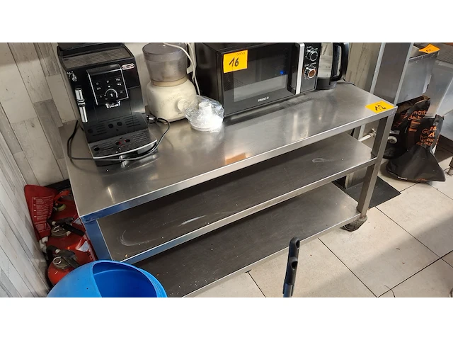 Rvs verrijdbare werktafel met dubbele bodemschap - afbeelding 2 van  3