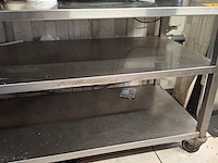 Rvs verrijdbare werktafel met dubbele bodemschap - afbeelding 3 van  3
