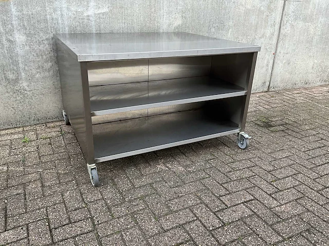 Rvs verrijdbare werktafel - afbeelding 1 van  3