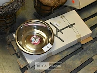 Rvs voederstaander 22 cm met 2 potten van 5 liter