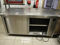 Rvs warmte werkbank met chefrek 2 schuifdeuren 160x70x85/156 - afbeelding 1 van  3