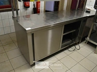 Rvs warmte werkbank met chefrek 2 schuifdeuren 160x70x85/156 - afbeelding 2 van  3