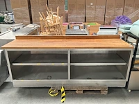 Rvs werkbank met houten bovenblad - afbeelding 1 van  7